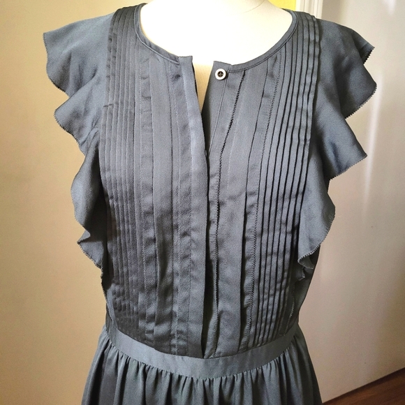 NEW Banana Republic Pintuck Flutter Sleeve Dress Grey size 6 Tall - Picture 10 of 15